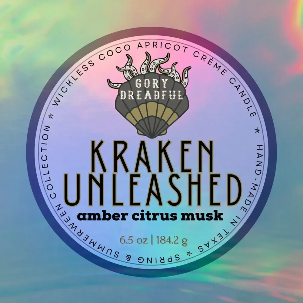 Kraken Unleashed Luxury Wickless Candle: Amber Citrus Musk